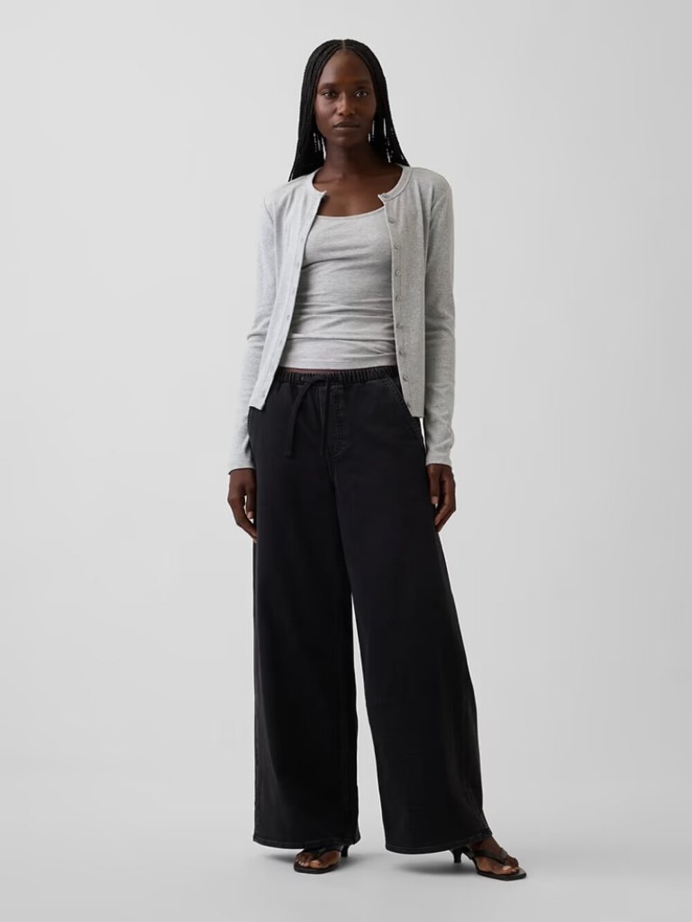 NWT GAP L Black Wash Mid Rise UltraSoft Easy Baggy Jeans